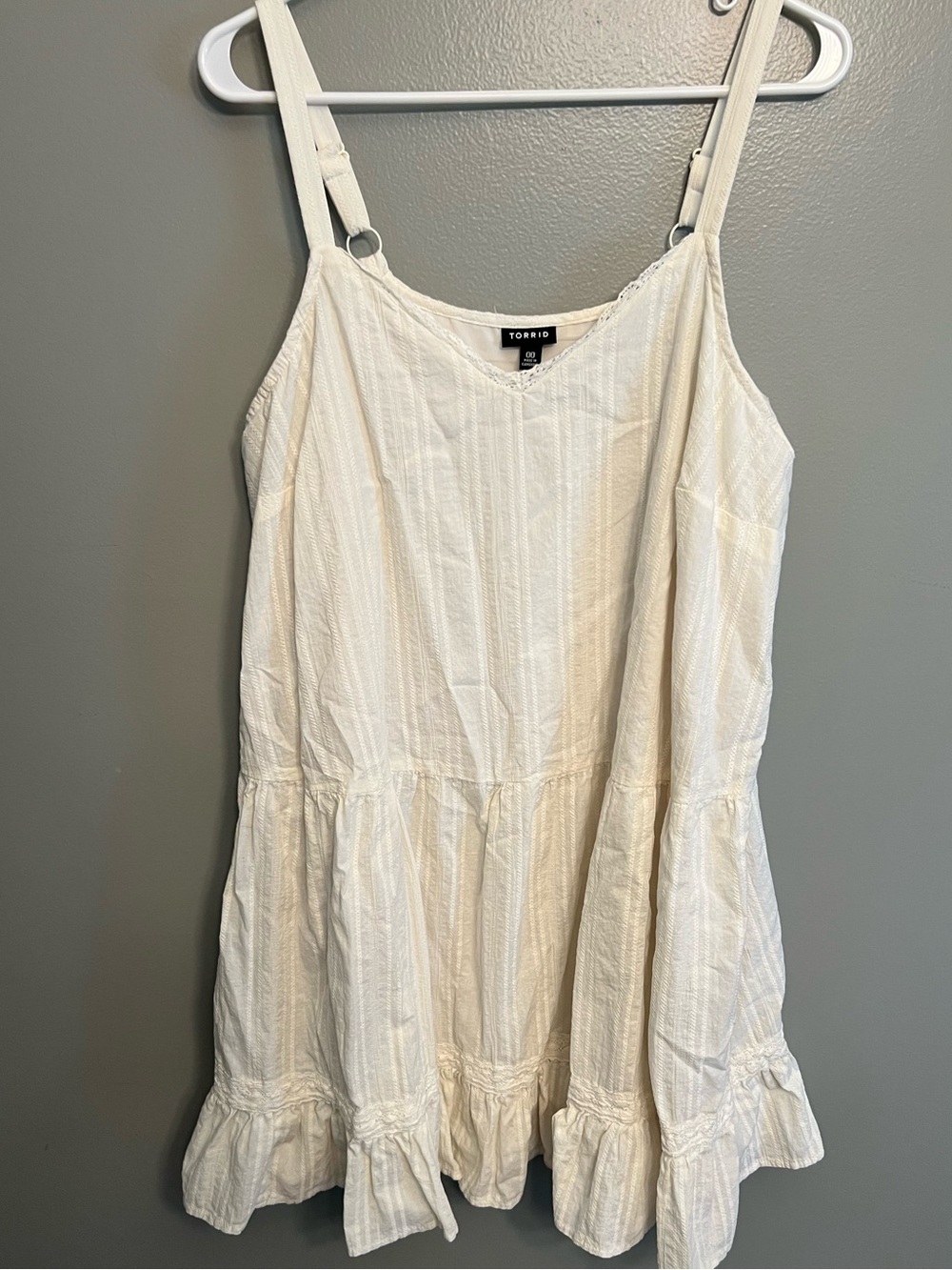 Torrid Cream Lace-Trim mini dress